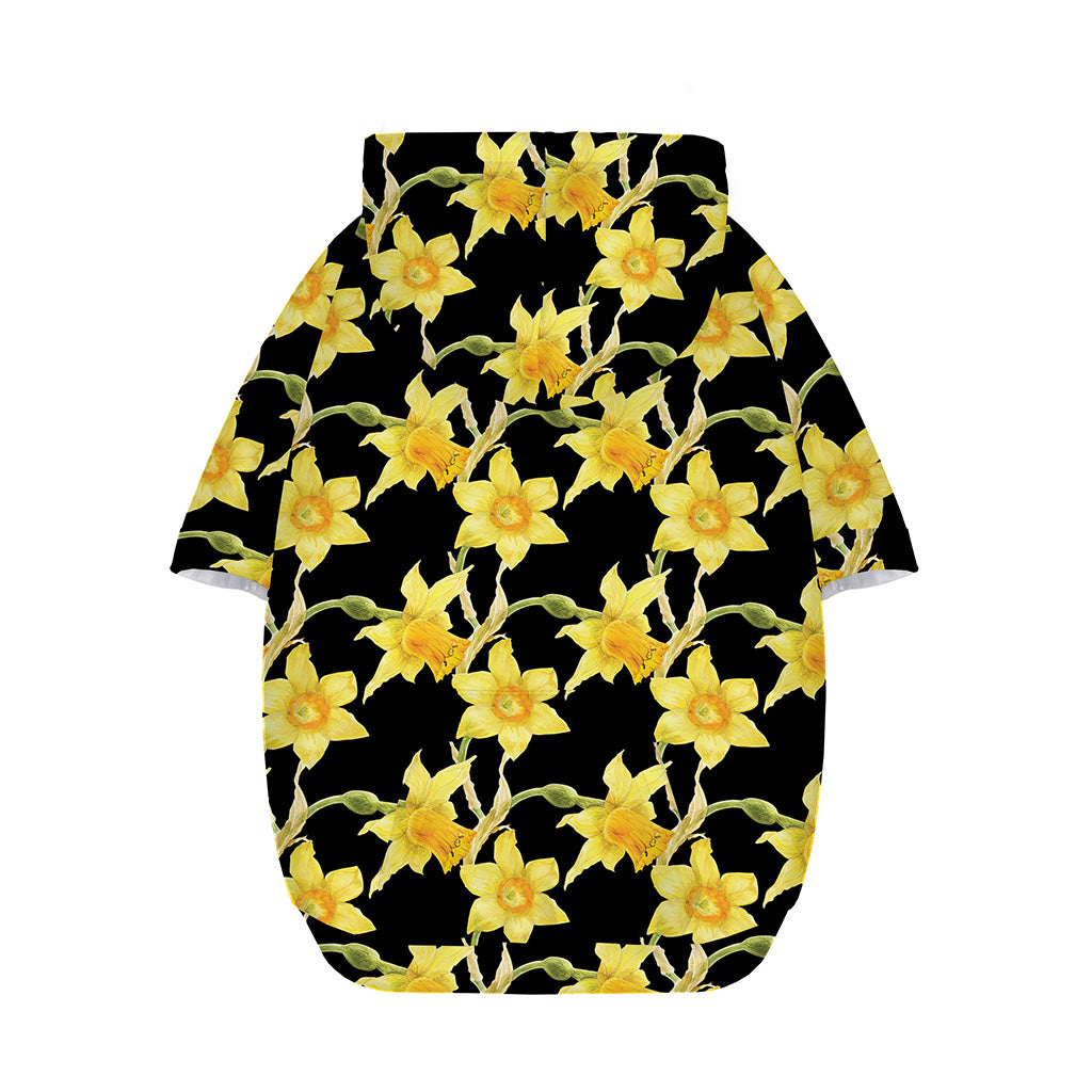 Watercolor Daffodil Flower Pattern Print Dog Zip Up Hoodie