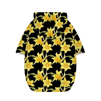 Watercolor Daffodil Flower Pattern Print Dog Zip Up Hoodie