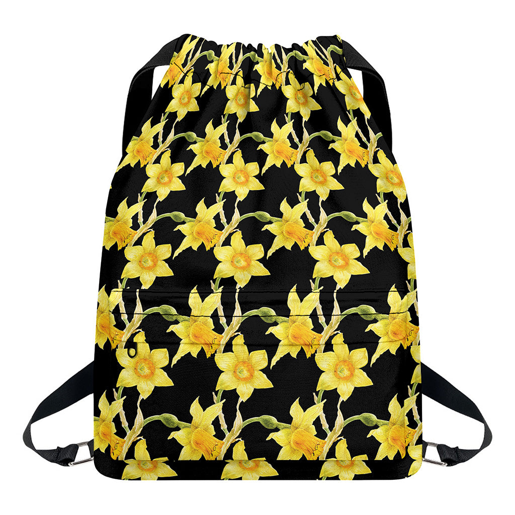 Watercolor Daffodil Flower Pattern Print Drawstring Backpack