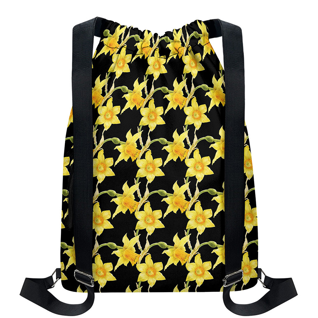 Watercolor Daffodil Flower Pattern Print Drawstring Backpack