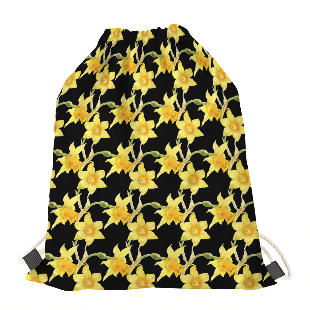 Watercolor Daffodil Flower Pattern Print Drawstring Bag