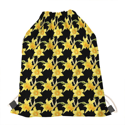 Watercolor Daffodil Flower Pattern Print Drawstring Bag