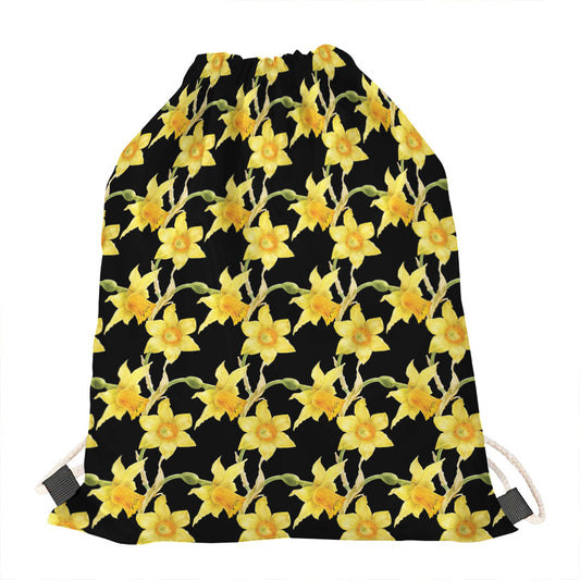 Watercolor Daffodil Flower Pattern Print Drawstring Bag