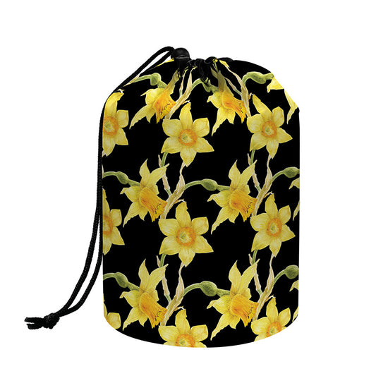 Watercolor Daffodil Flower Pattern Print Drawstring Makeup Bag