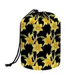 Watercolor Daffodil Flower Pattern Print Drawstring Makeup Bag