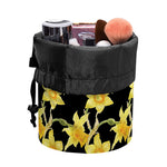 Watercolor Daffodil Flower Pattern Print Drawstring Makeup Bag