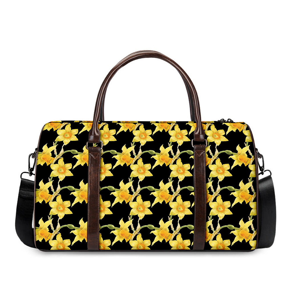 Watercolor Daffodil Flower Pattern Print Duffle Bag