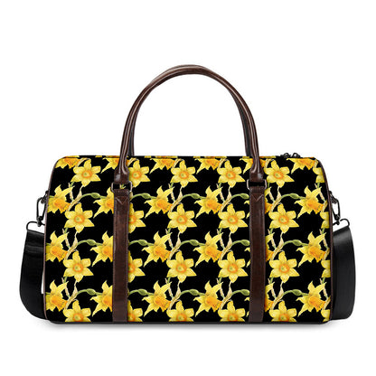 Watercolor Daffodil Flower Pattern Print Duffle Bag