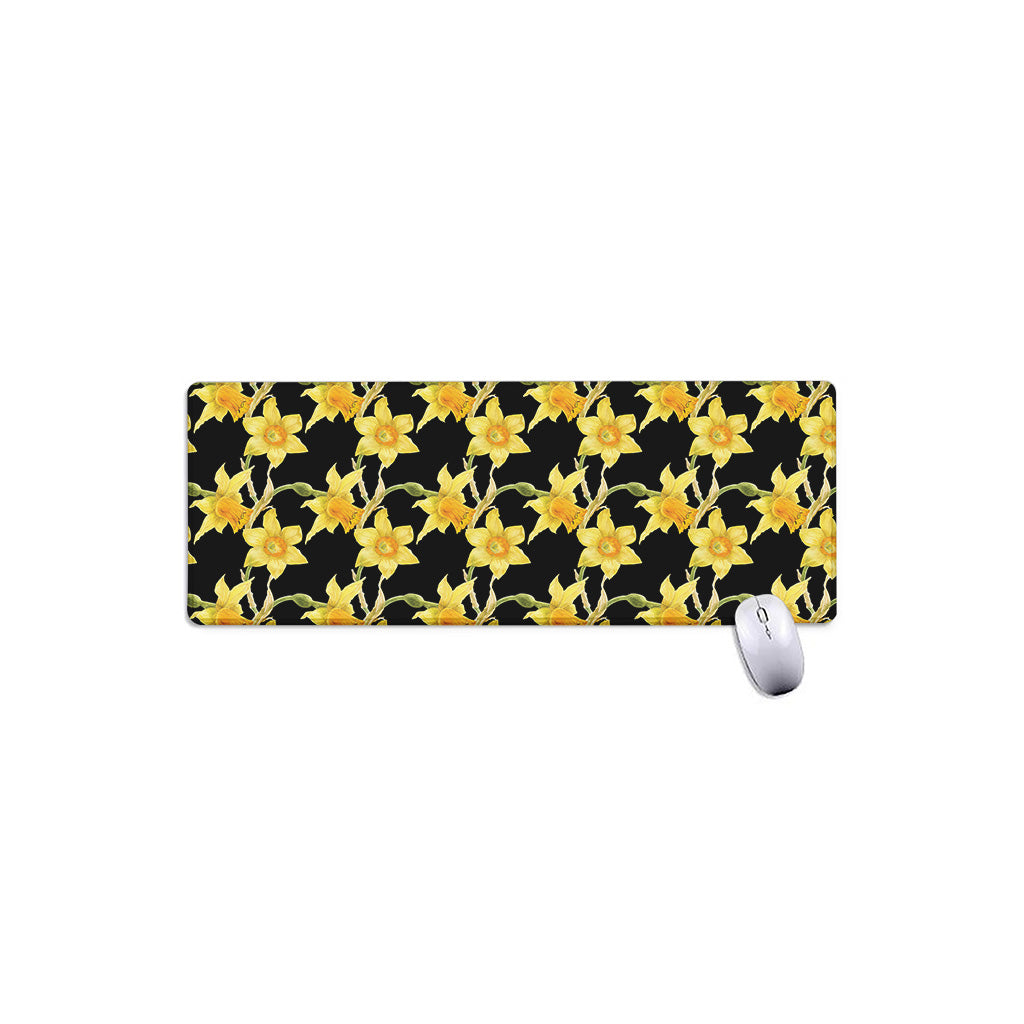 Watercolor Daffodil Flower Pattern Print Extended Mouse Pad