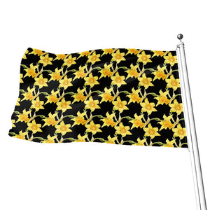 Watercolor Daffodil Flower Pattern Print Flag