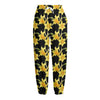 Watercolor Daffodil Flower Pattern Print Fleece Lined Knit Pants