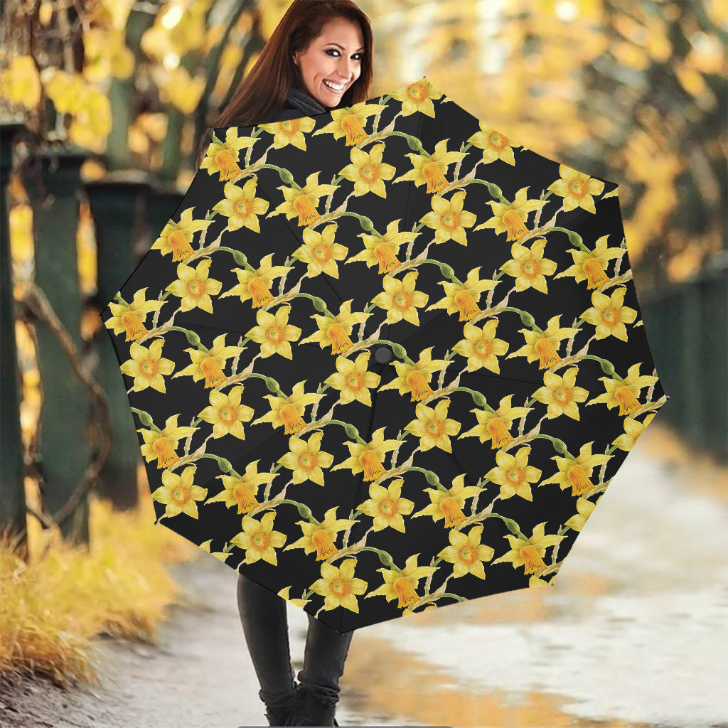 Watercolor Daffodil Flower Pattern Print Foldable Umbrella