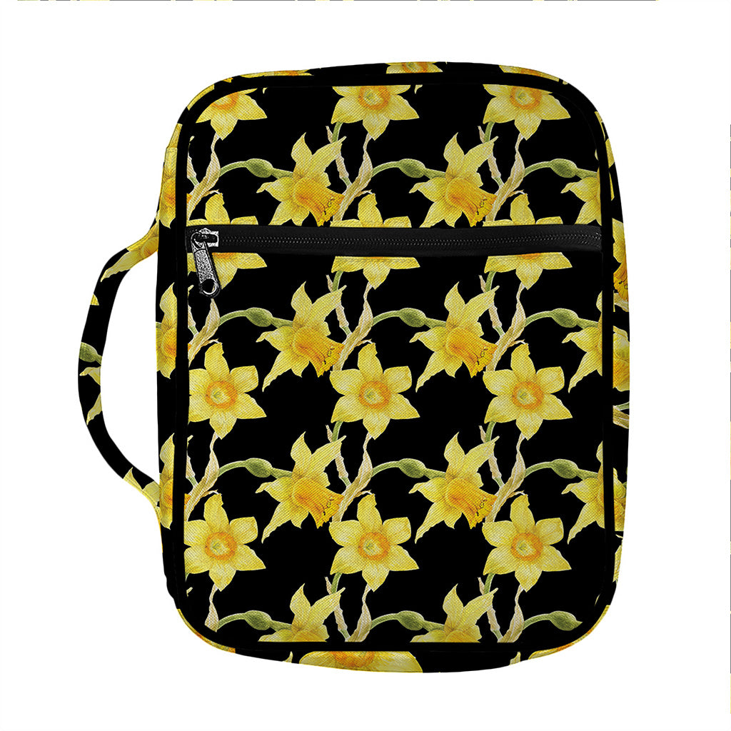 Watercolor Daffodil Flower Pattern Print Front Pocket Bible Bag