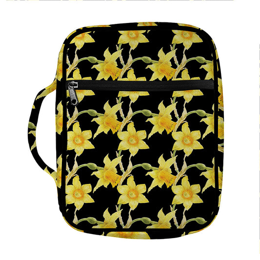 Watercolor Daffodil Flower Pattern Print Front Pocket Bible Bag