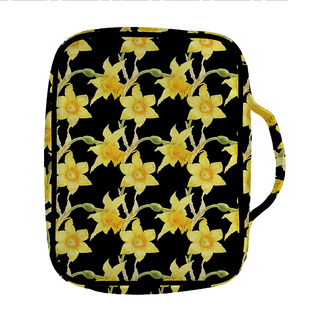 Watercolor Daffodil Flower Pattern Print Front Pocket Bible Bag