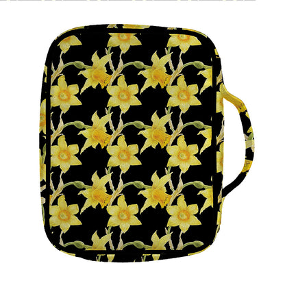 Watercolor Daffodil Flower Pattern Print Front Pocket Bible Bag