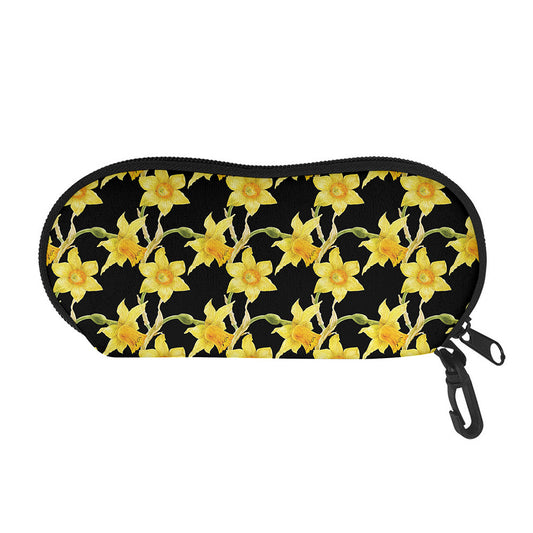 Watercolor Daffodil Flower Pattern Print Glasses Case