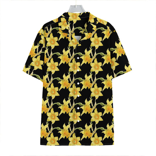 Watercolor Daffodil Flower Pattern Print Hawaiian Shirt