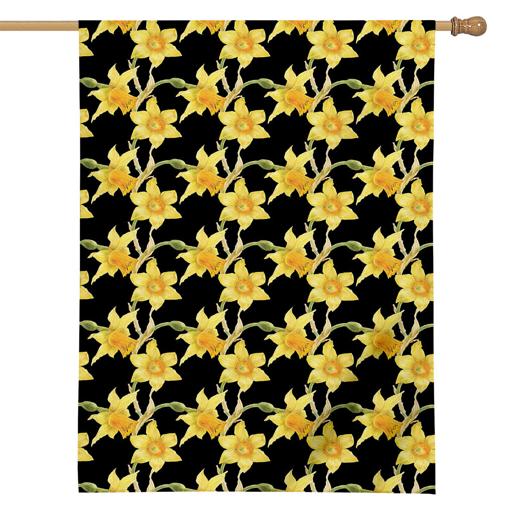 Watercolor Daffodil Flower Pattern Print House Flag