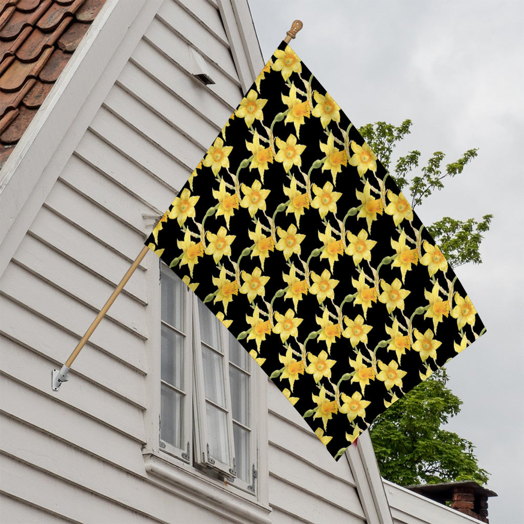 Watercolor Daffodil Flower Pattern Print House Flag