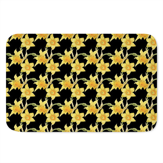 Watercolor Daffodil Flower Pattern Print Indoor Door Mat