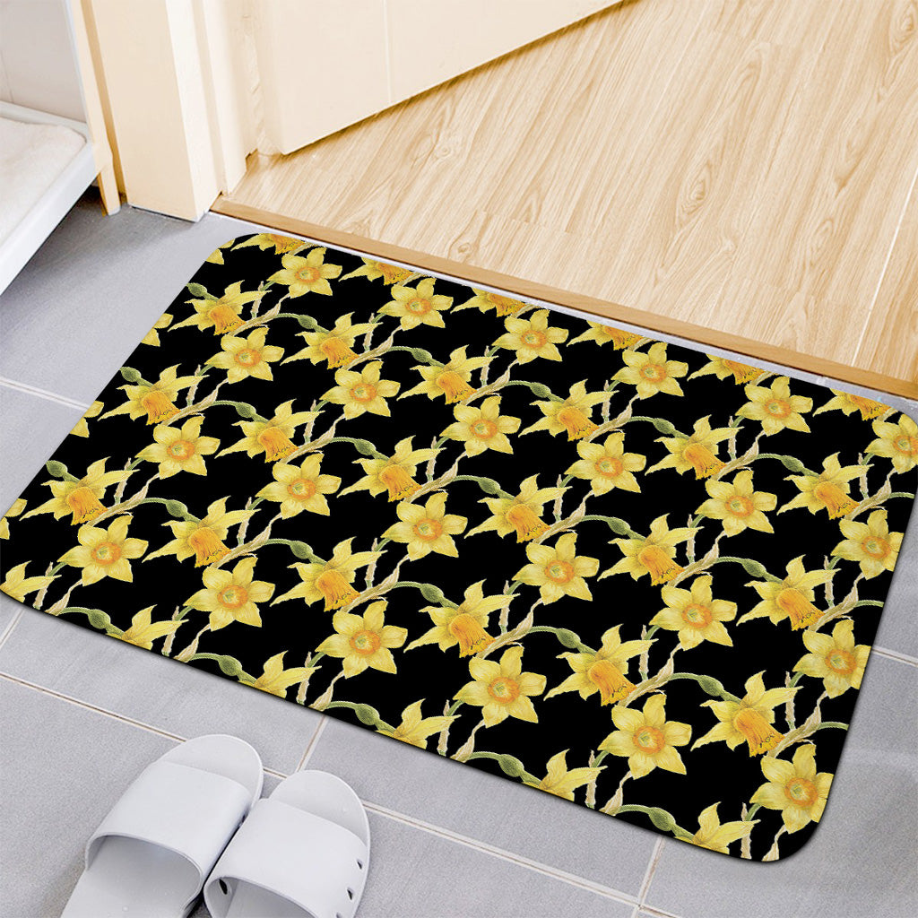 Watercolor Daffodil Flower Pattern Print Indoor Door Mat