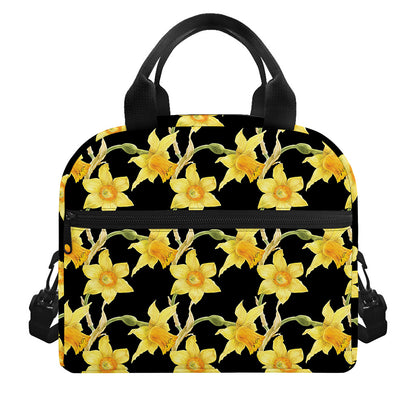 Watercolor Daffodil Flower Pattern Print Insulated Lunch Bag