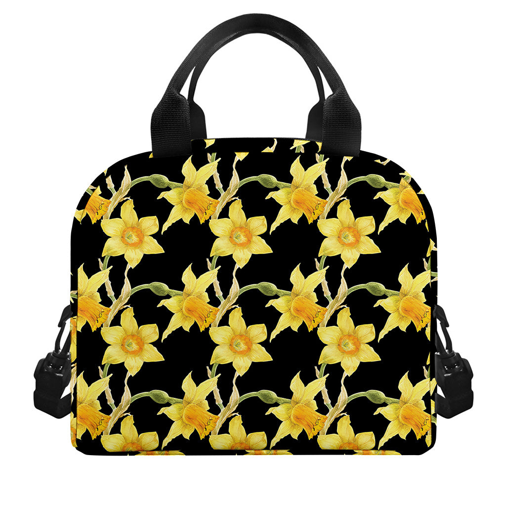Watercolor Daffodil Flower Pattern Print Insulated Lunch Bag