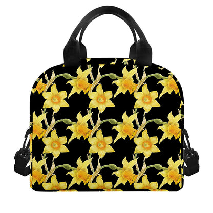 Watercolor Daffodil Flower Pattern Print Insulated Lunch Bag