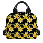 Watercolor Daffodil Flower Pattern Print Insulated Lunch Bag