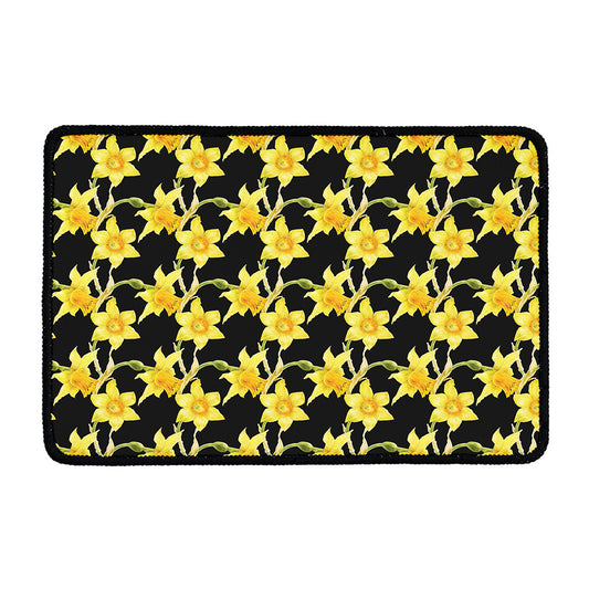 Watercolor Daffodil Flower Pattern Print Kitchen Mat