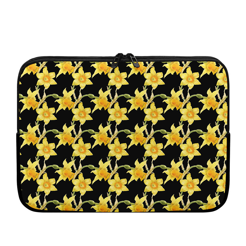 Watercolor Daffodil Flower Pattern Print Laptop Sleeve