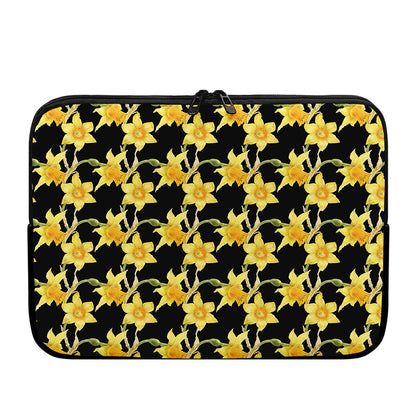 Watercolor Daffodil Flower Pattern Print Laptop Sleeve
