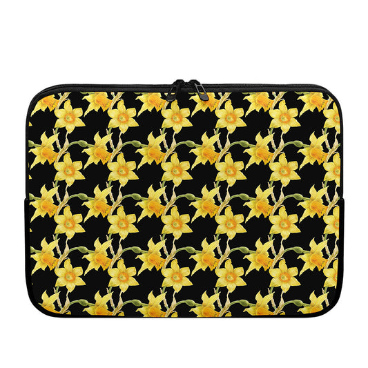 Watercolor Daffodil Flower Pattern Print Laptop Sleeve