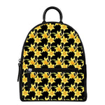 Watercolor Daffodil Flower Pattern Print Leather Backpack