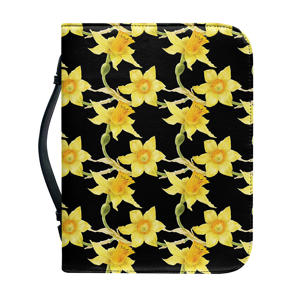 Watercolor Daffodil Flower Pattern Print Leather Bible Cover