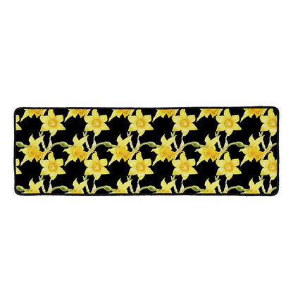 Watercolor Daffodil Flower Pattern Print Long Kitchen Mat