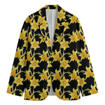 Watercolor Daffodil Flower Pattern Print Men's Blazer