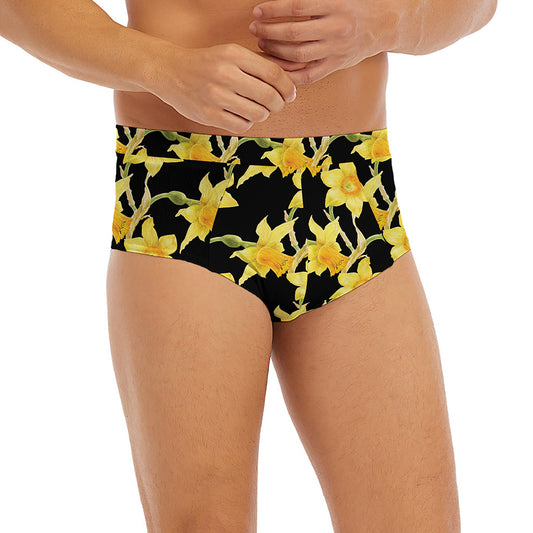 Watercolor Daffodil Flower Pattern Print Men's Briefs