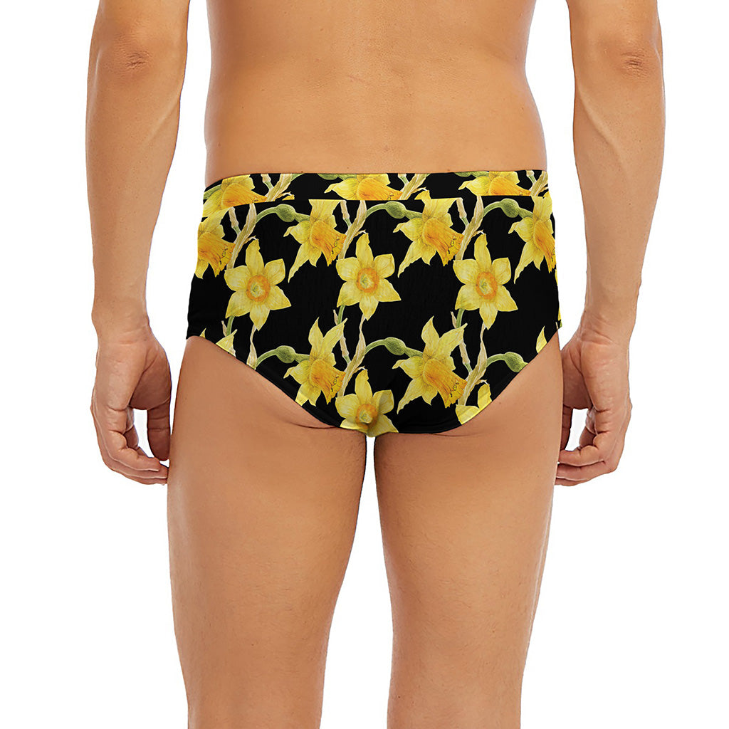 Watercolor Daffodil Flower Pattern Print Men's Briefs