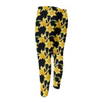 Watercolor Daffodil Flower Pattern Print Men's Compression Pants