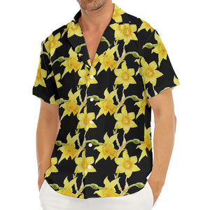 Watercolor Daffodil Flower Pattern Print Men's Deep V-Neck Shirt