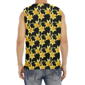 Watercolor Daffodil Flower Pattern Print Men's Fitness Tank Top