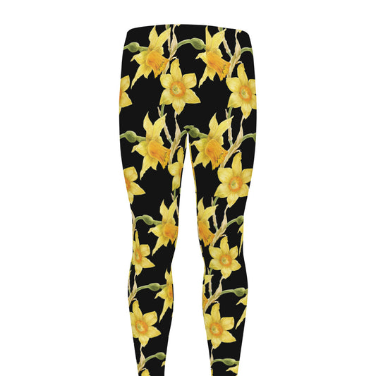 Watercolor Daffodil Flower Pattern Print Men's leggings