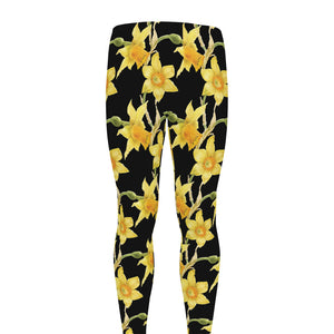 Watercolor Daffodil Flower Pattern Print Men's leggings