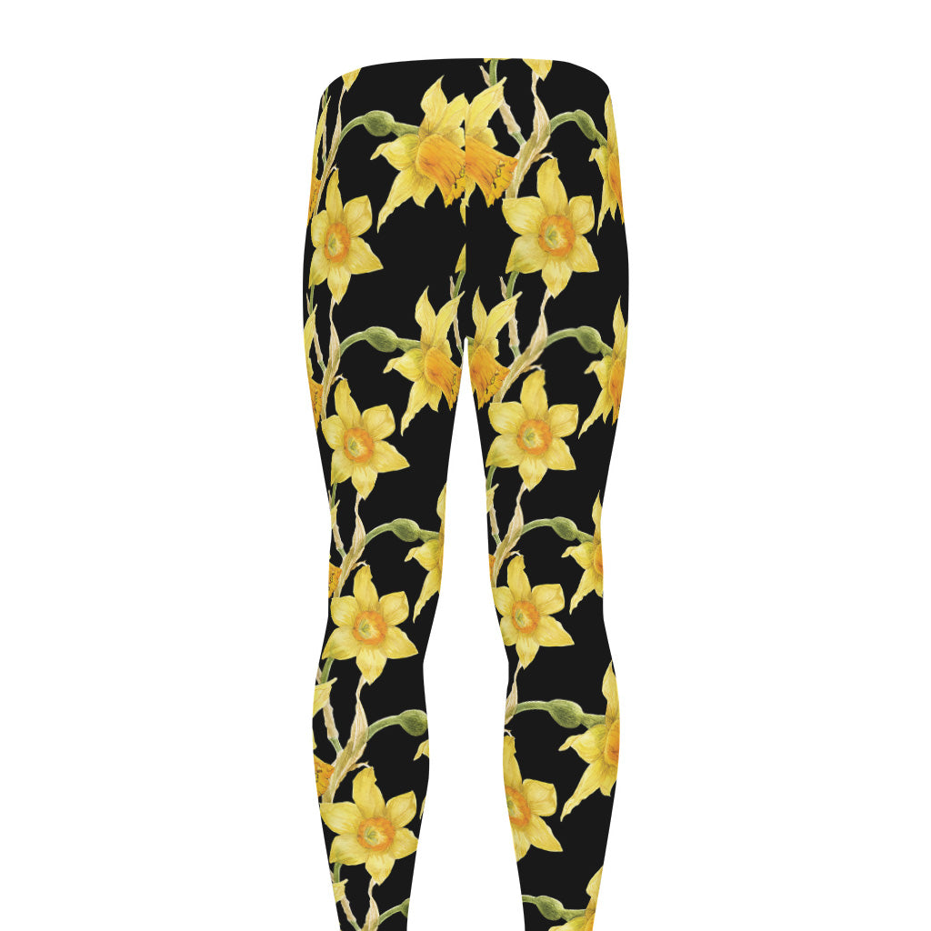 Watercolor Daffodil Flower Pattern Print Men's leggings