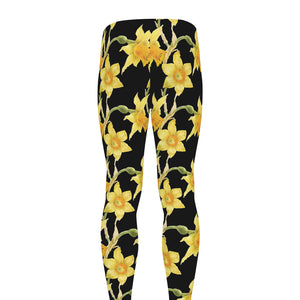 Watercolor Daffodil Flower Pattern Print Men's leggings