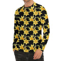 Watercolor Daffodil Flower Pattern Print Men's Long Sleeve Rash Guard