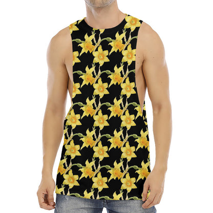 Watercolor Daffodil Flower Pattern Print Men's Muscle Tank Top