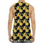 Watercolor Daffodil Flower Pattern Print Men's Muscle Tank Top